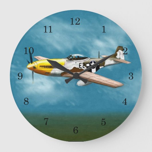 P51D Mustang Wall Clock Große Wanduhr (Vorderseite)