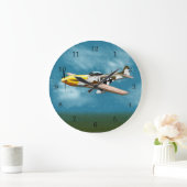 P51D Mustang Wall Clock Große Wanduhr (Zuhause)
