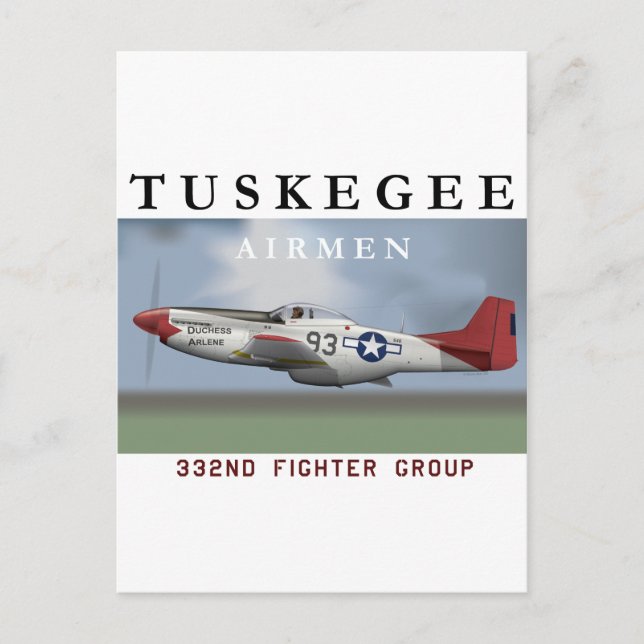 P51D Roter Schwanz Kämpfer geflogen von Tuskegee A Postkarte (Vorderseite)