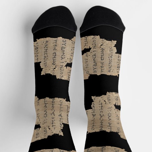 P52 Papyrus Fragment Socks –Earliest New Testament Socken (Oben)