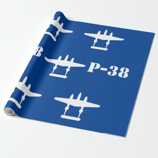 P-38 Blitzblau und weiß Geschenkpapier (Ungerollt)