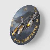 P-38 Blitze Runde Wanduhr (Winkel)