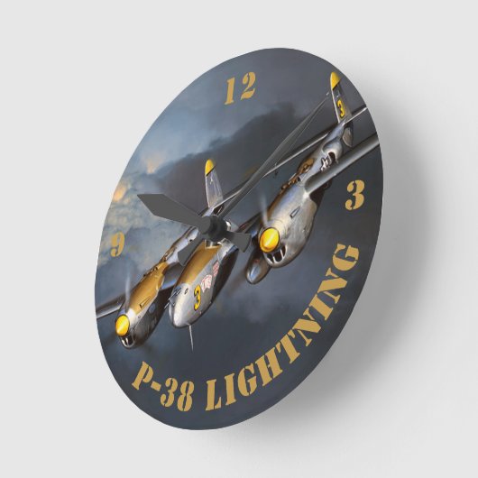 P-38 Blitze Runde Wanduhr (Winkel)