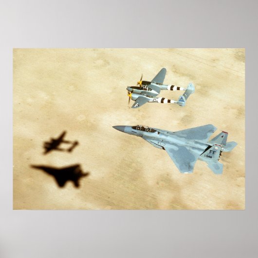 P-38 Blitze und F-15-Adler Poster (Vorne)