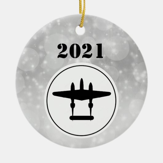 P-38 Blitzweihnachtsfest Keramik Ornament (Vorne)