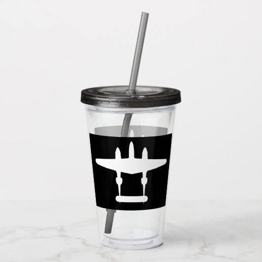 P-38 Blitzweiße Silhouette Acryltrinkbecher (Rückseite)