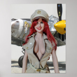 P-38-Button-up-Mädchen Poster