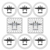 P-38 D-Day Streifen und Silhouette Peelable Vinyl Aufkleber (Vorderseite)