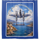 P-38 Lightning über dem Mittelmeer Duschvorhang (Vorderseite)