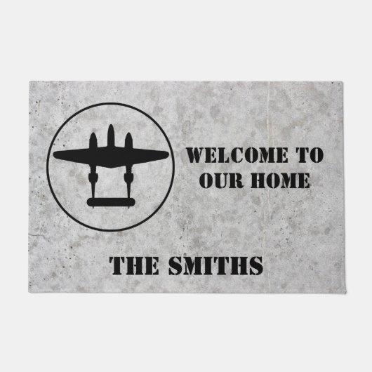 P-38-Logo Willkommen auf unserer Zuhause Fußmatte (Vorderseite)