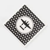 P-38 Silhouette im Kreis auf Polka Dot Hintergrund Serviette (Ecke)