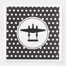 P-38 Silhouette im Kreis auf Polka Dot Hintergrund Serviette