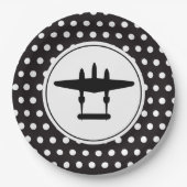 P-38-Silhouette zum Hintergrund der Polka-Dots Pappteller (Vorderseite)