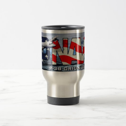 P-3B Orion Travel Mug in gebürstetem Silber Reisebecher (Mittel)