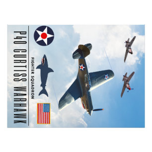 P-40 CURTISS WARHAWK FIGHTER SQUADRON FOTODRUCK