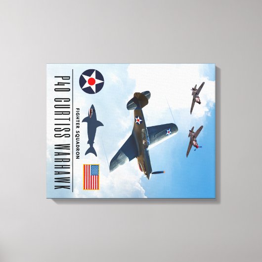P-40 CURTISS WARHAWK FIGHTER SQUADRON LEINWANDDRUCK (Vorderseite)