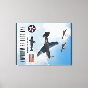 P-40 CURTISS WARHAWK FIGHTER SQUADRON LEINWANDDRUCK