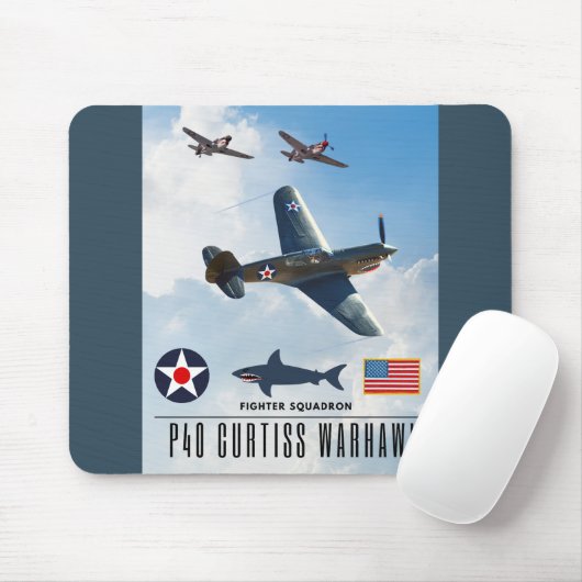 P-40 CURTISS WARHAWK FIGHTER SQUADRON MOUSEPAD (Mit Mouse)