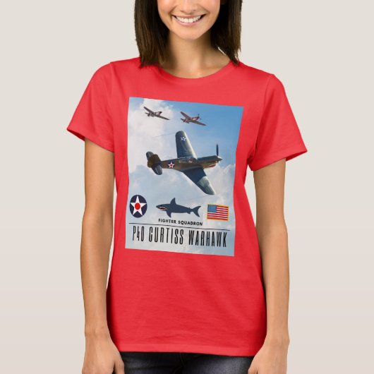 P-40 CURTISS WARHAWK FIGHTER SQUADRON T-Shirt (Vorderseite)