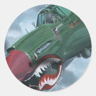P-40 Kittyhawk Runder Aufkleber