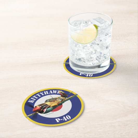 P-40 Kittyhawk Runder Pappuntersetzer (Vor Ort)