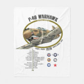 P-40 WARHAWK CURTIS FLYING TIGERS PLANE FLEECEDECKE (Vorderseite)