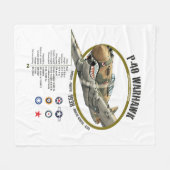 P-40 WARHAWK CURTIS FLYING TIGERS PLANE FLEECEDECKE (Vorderseite (Horizontal))