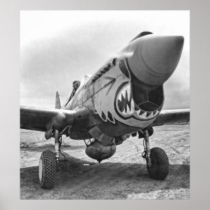 P-40 WARHAWK FLYING TIGERS - 1942 POSTER
