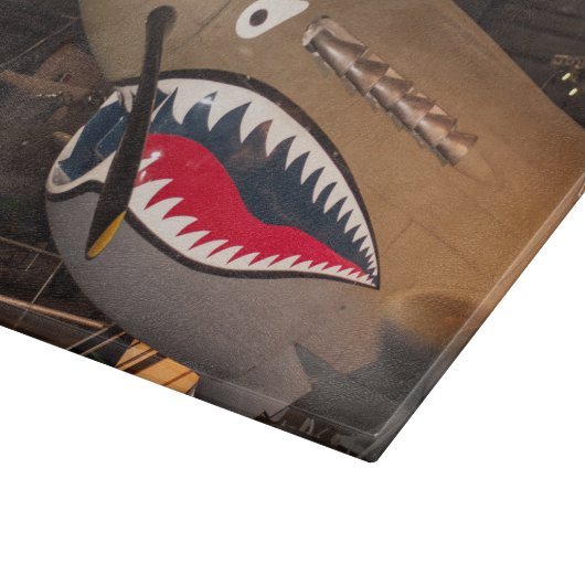 P-40 Warhawk Kämpfer-Flugzeug-Glasschneiden-Brett Schneidebrett (Ecke)