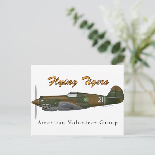P-40B fliegende Tiger Postkarte (Stehend Vorderseite)