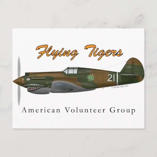 P-40B fliegende Tiger Postkarte (Vorderseite)