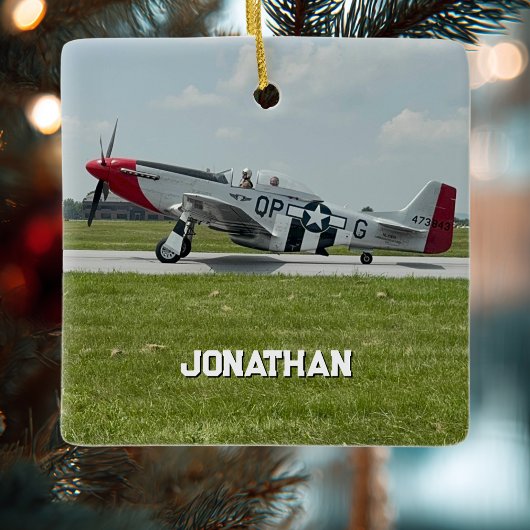 P-51 Mustang Airplane Photo Pilot Personalized  Keramikornament
