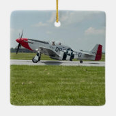P-51 Mustang Airplane Photo Pilot Personalized  Keramikornament (Rückseite)