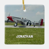 P-51 Mustang Airplane Photo Pilot Personalized  Keramikornament (Vorderseite)