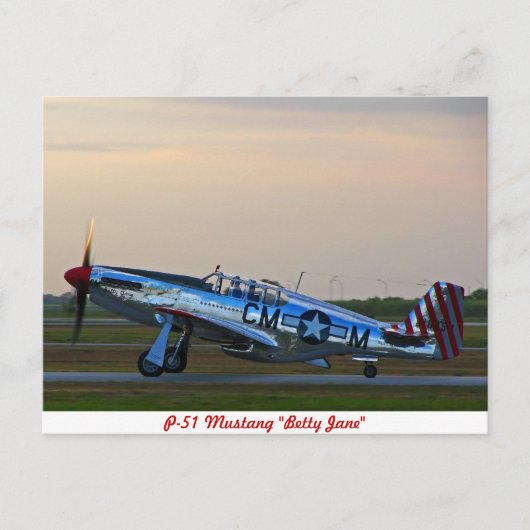 P-51 Mustang Betty Jane Postcard Postkarte (Vorderseite)