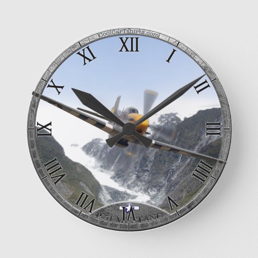 P-51 Mustang Clock Runde Wanduhr (Vorderseite)