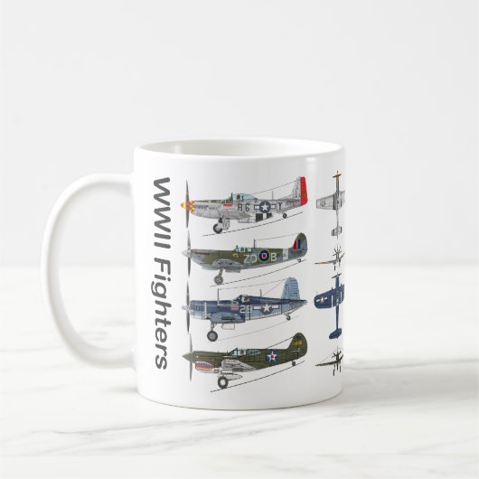 P-51 Mustang, F4U Seeräuber, Spitfire, P-40 Kaffeetasse (Links)