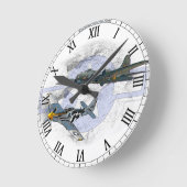 P-51 Mustang-Flugbegleiter Runde Wanduhr (Winkel)