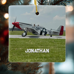P-51 Mustang-Flugzeug Foto Pilot Personalisiert Keramikornament