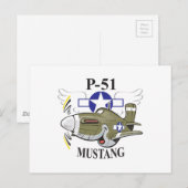 p-51 Mustang Postkarte (Vorne/Hinten)