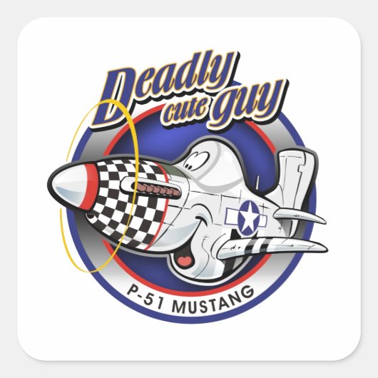 P-51 Mustang Quadratischer Aufkleber (Vorderseite)