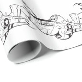 P-51 MUSTANG schwarz und weiß Geschenkpapier (Rolleneckpunkt)