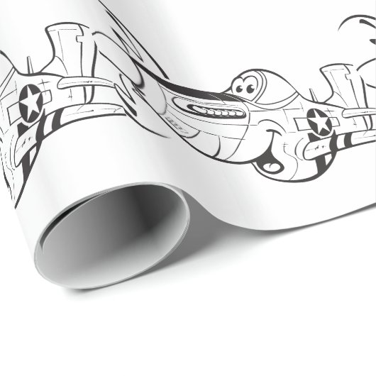 P-51 MUSTANG schwarz und weiß Geschenkpapier (Rolleneckpunkt)