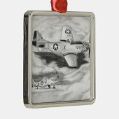 (P-51) Mustang Silbernes Ornament (Rechts)