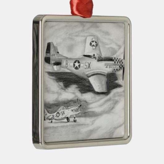 (P-51) Mustang Silbernes Ornament (Rechts)