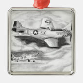 (P-51) Mustang Silbernes Ornament (Vorne)