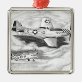 (P-51) Mustang Silbernes Ornament