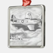 (P-51) Mustang Silbernes Ornament (Links)