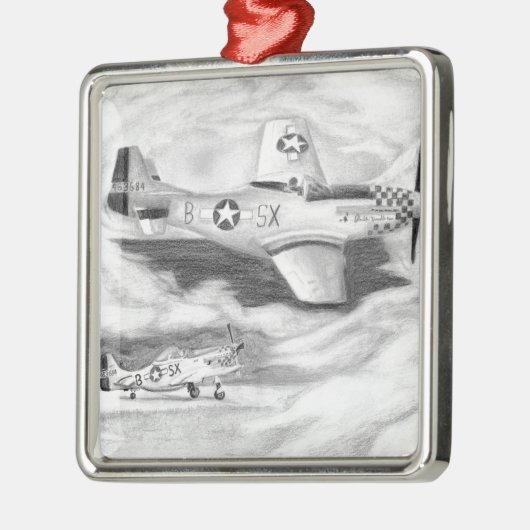 (P-51) Mustang Silbernes Ornament (Links)