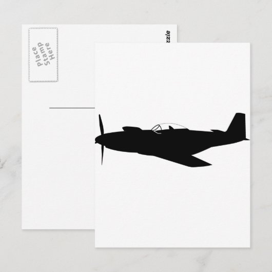 P-51 Mustang-Silhouette Postkarte (Vorne/Hinten)
